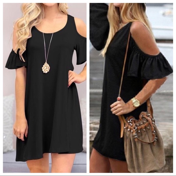 Twice Chic Boutique Dresses & Skirts - 🎉SOLDOUT🆕🖤Ultimate Cold Shoulder Swing Dress🖤